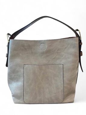 Joy Susan Grey Shoulder Tote with Front Pocket